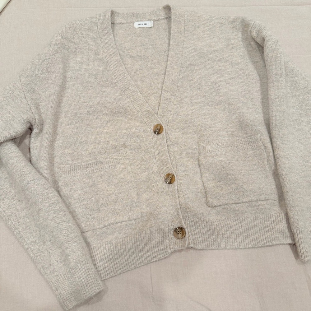 Mod Ref Beige Cardigan Sweater - Picture 3 of 7